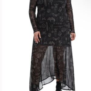 Hot Topic Black taxidermy mesh maxi dress